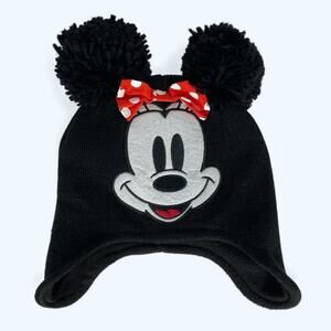 Disney Minnie Mouse Winter Knit Cap Beanie with 3D Ears and Bow Kids Women's